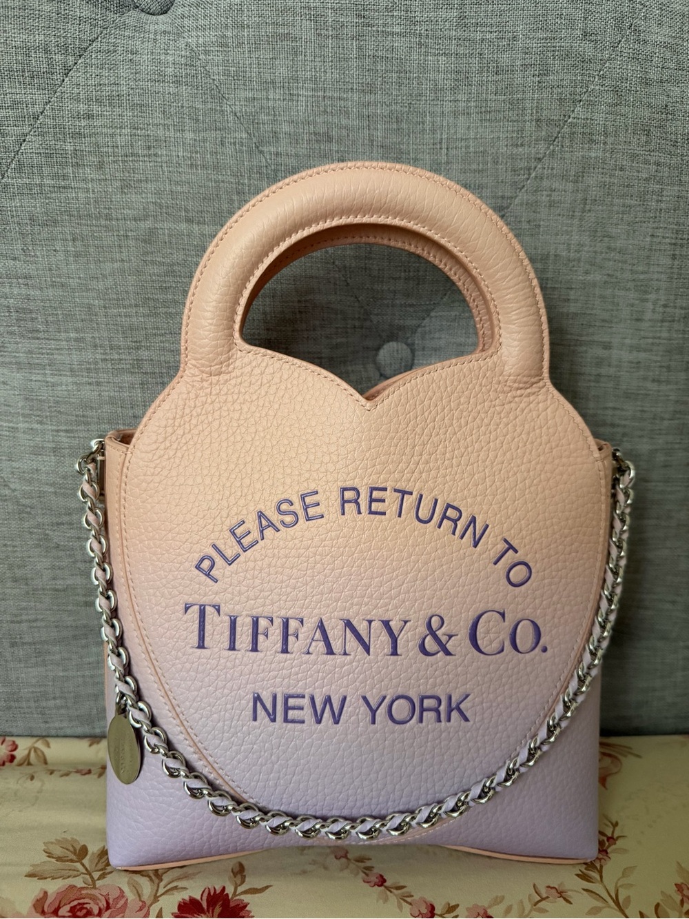 Tiffany & Co. New rare pink purple ombre Leather Mini Purse Rtt